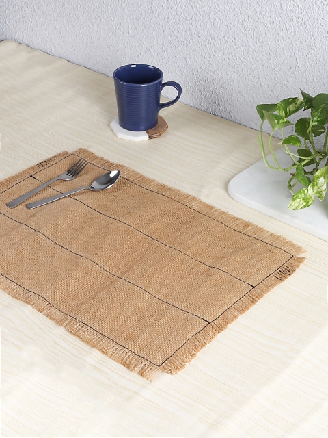 

House This Nalikeram Set of 2 Brown Woven Design Table Placemats