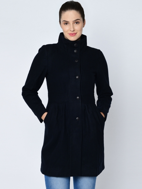 

Owncraft Women Navy Blue Solid Overcoat