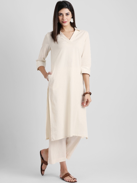

Aayna Women Off-White Embroidered Kurta with Palazzos