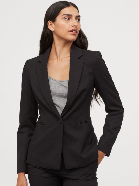 

H&M Women Black Solid Fitted Blazer