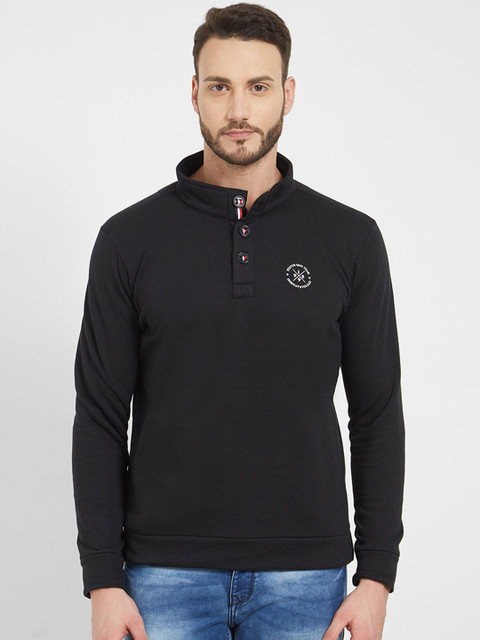 

Status Quo Men Black & Black Solid Sweatshirt