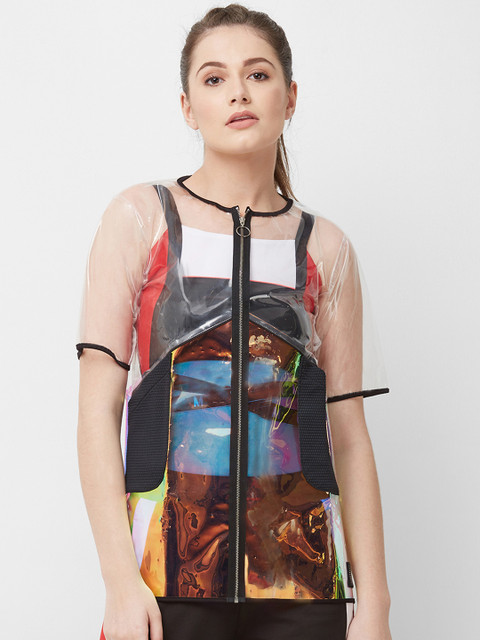 

Imagica Women White Printed Water Resistant Tailored Jacket