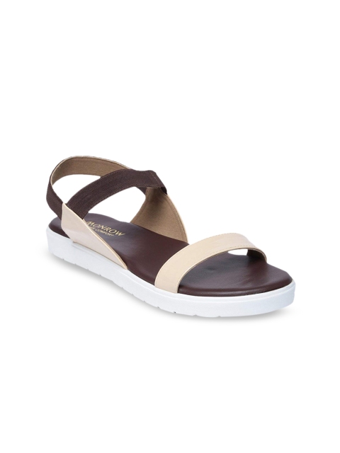 

Monrow Women Brown & Beige Colourblocked Open Toe Flats