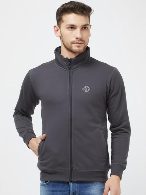 

Status Quo Men Charcoal Grey Solid Sweatshirt