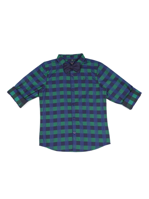 

Allen Solly Junior Boys Green & Blue Regular Fit Checked Party Shirt
