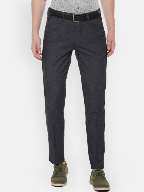 

V Dot Men Charcoal Grey Slim Fit Solid Formal Trousers