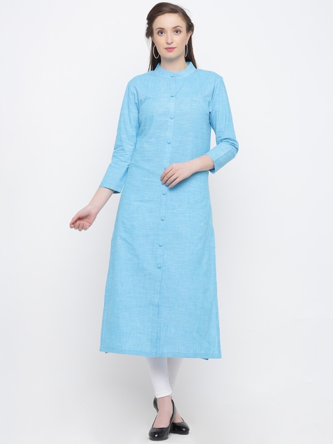 

Indian Virasat Women Turquoise Blue Solid A-Line Kurta