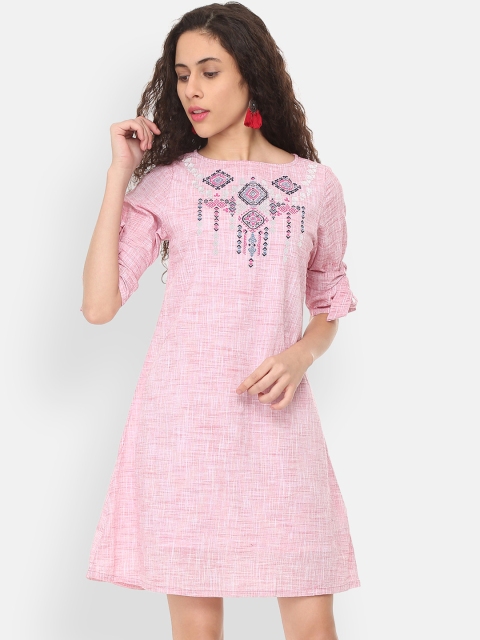 

People Women Printed Pink A-Line Dress