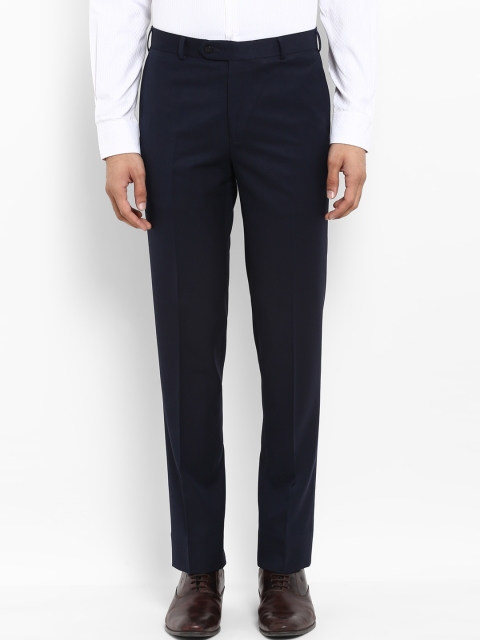 

Raymond Men Blue Regular Fit Self Design Formal Trousers