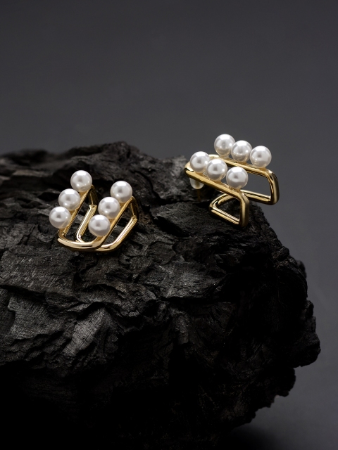 

E2O Gold-Plated & White Contemporary Studs