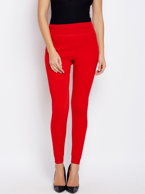 

Golden Girl Women Red Solid Thermal Bottoms