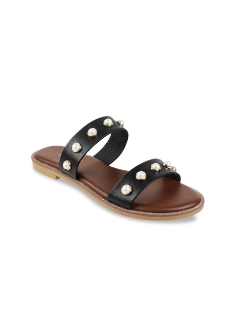 

Metro Women Black Solid Open Toe Flats