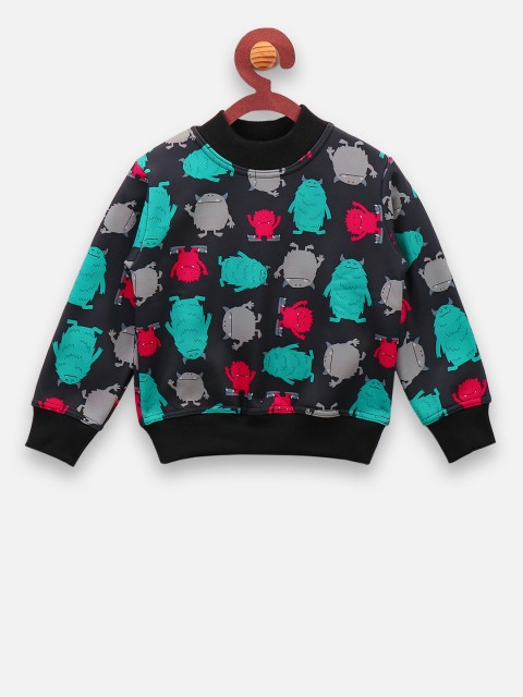 

LilPicks Boys Black & Blue Printed Sweatshirt