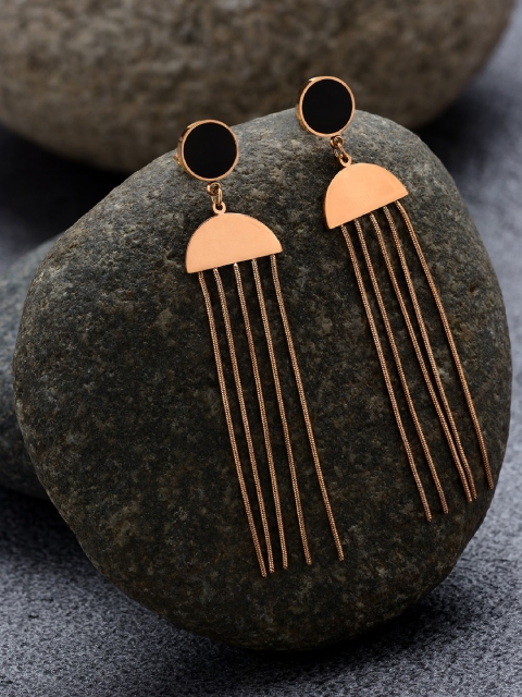 

E2O Gold-Plated & Black Contemporary Drop Earrings