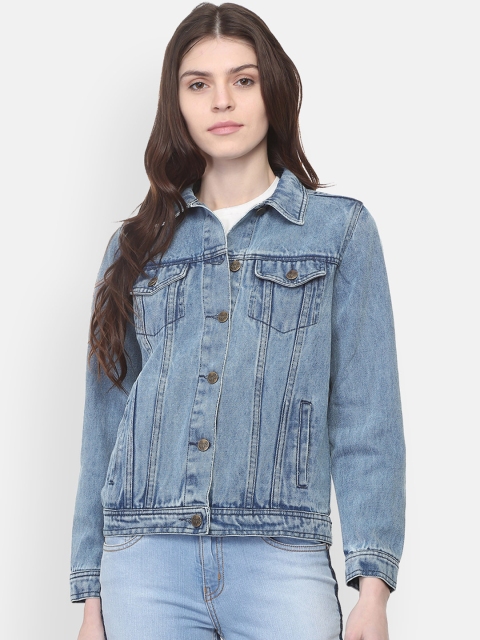 

People Women Blue Solid Jacket
