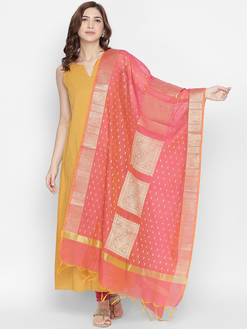 

RANGMANCH BY PANTALOONS Women Fuchsia & Gold-Toned Printed Dupatta
