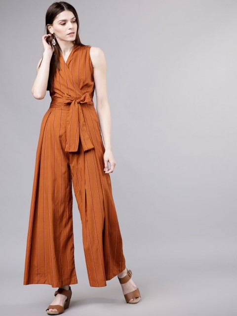 

Tokyo Talkies Women Brown Printed Basic Jumpsuit
