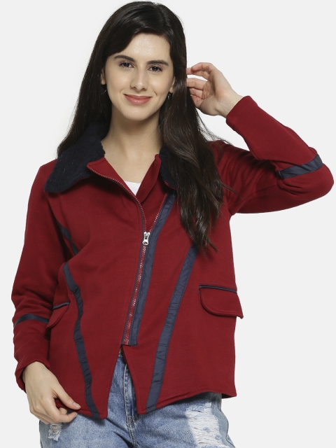 

Campus Sutra Women Maroon Solid Tailored Jacket