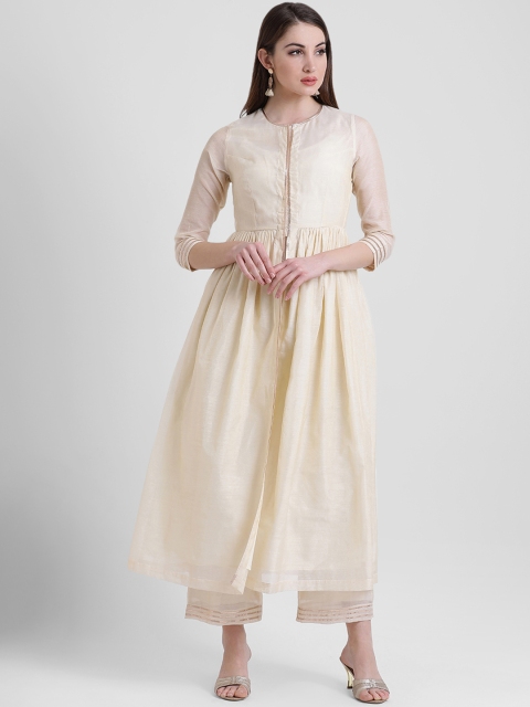 

Aayna Women Beige Solid Kurta with Palazzos
