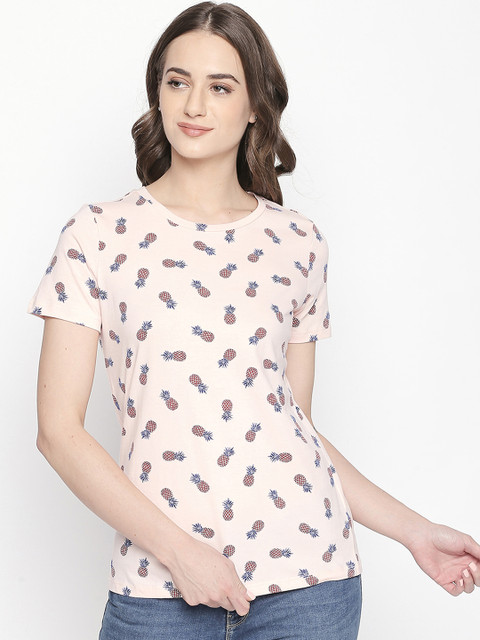 

Honey by Pantaloons Women Beige Printed Round Neck T-shirt