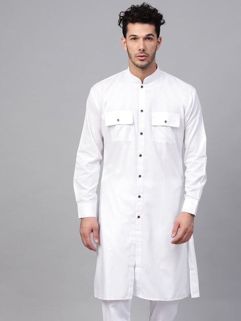

SOJANYA Men White Solid Pathani Kurta