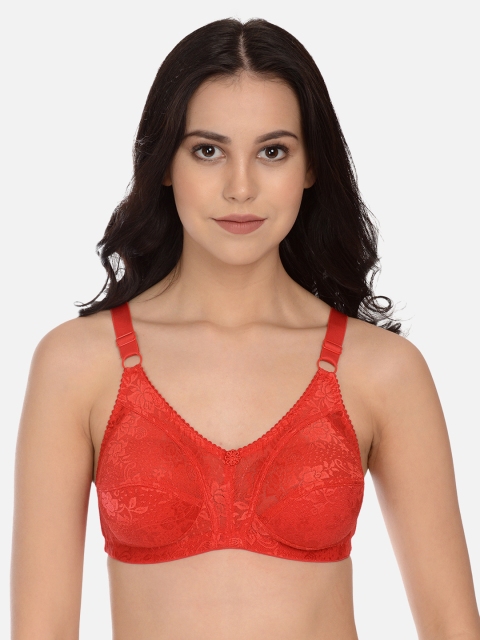 

mod & shy Women Red Solid Non-Wired Non Padded Minimizer Bra MS12