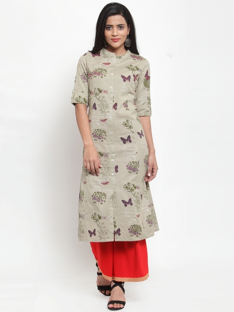 

Kiaasa Women Green Printed A-Line Kurta