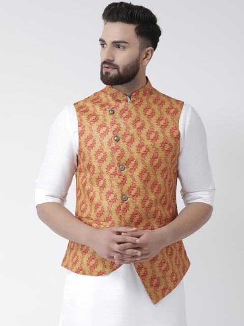 

I Know Men Yellow Printed Nehru Jacket