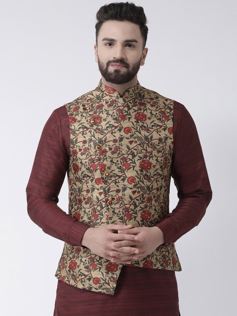 

I Know Men Brown Printed Nehru Jacket