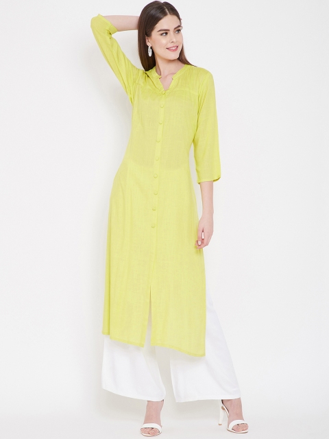

Prakhya Women Lime Green Solid Straight Kurta