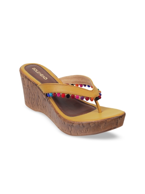 

SOLE HEAD Women Mustard Yellow Solid Heels