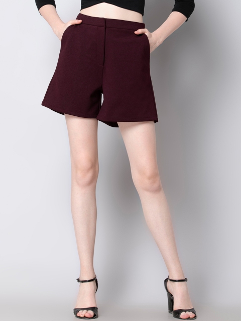FabAlley Women Purple Solid Regular Fit Regular Shorts