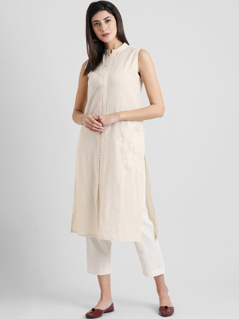 

Aayna Women Off-White Embroidered Kurta with Trousers