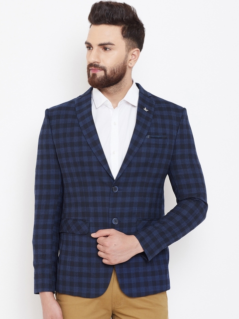 

Canary London Men Navy Blue Checked Casual Blazers
