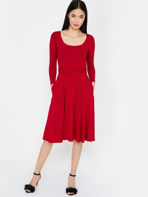 

CODE by Lifestyle Women Red Solid Fit and Flare Dress