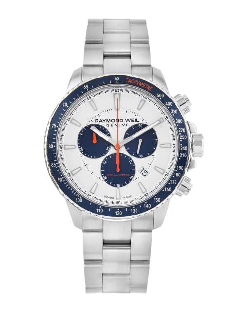 

Raymond Weil Men Silver-Toned Tango Swiss-Made Analogue Watch 8570-ST3-65501