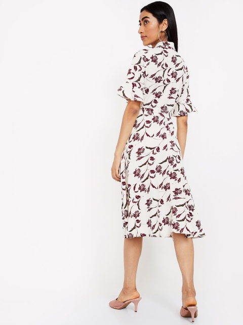 

CODE by Lifestyle Women Off-White & Purple Printed Shirt Dress