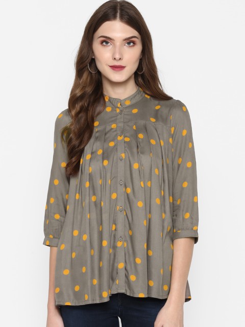

MIAMINX Women Grey Printed A-Line Top