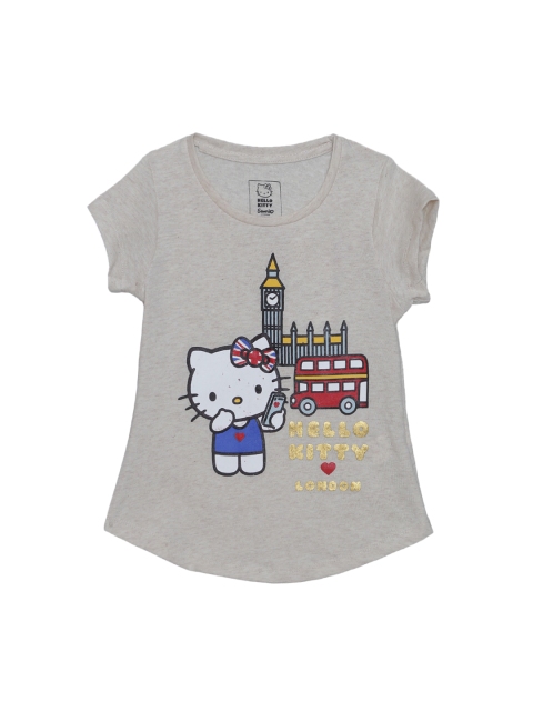 

Kids Ville Hello Kitty featured Beige Tshirt for Girls, Grey