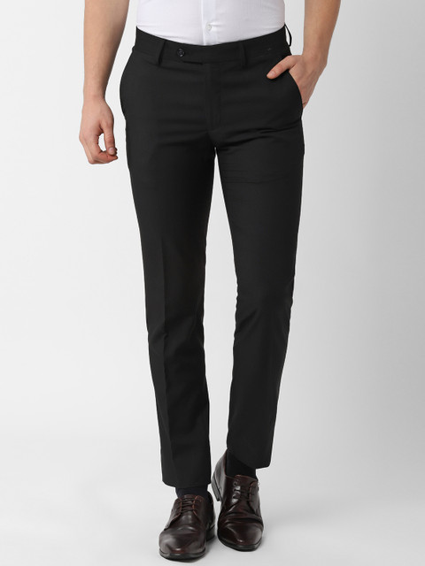 

Peter England Men Black Slim Fit Solid Formal Trousers