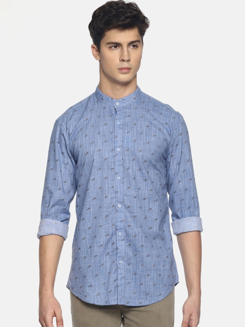 

IVOC Men Blue Slim Fit Printed Casual Shirt