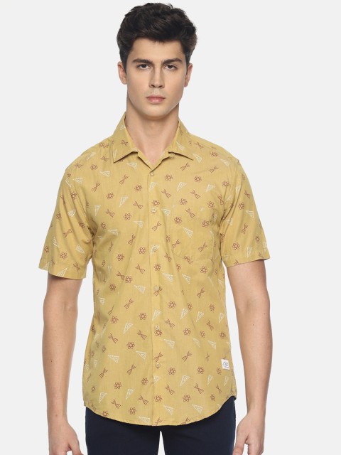 

Bene Kleed Men Mustard Yellow Slim Fit Printed Casual Shirt