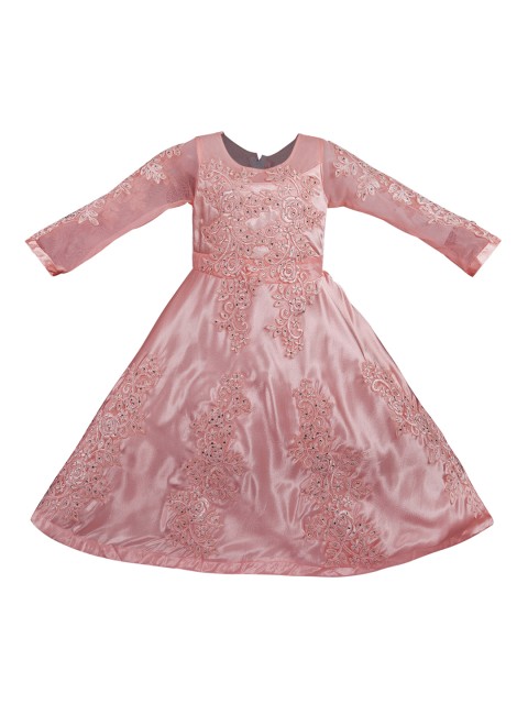 

Wish Karo Girls Peach-Coloured Embellished Maxi Dress