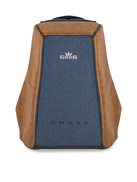 

GODS Unisex Blue & Brown Anti-Theft Colourblocked Backpack
