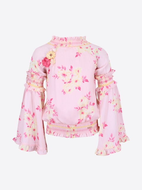 

CUTECUMBER Girls Pink Printed Blouson Top