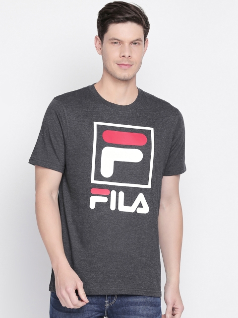 

FILA Men Grey Printed Round Neck Pure Cotton T-shirt