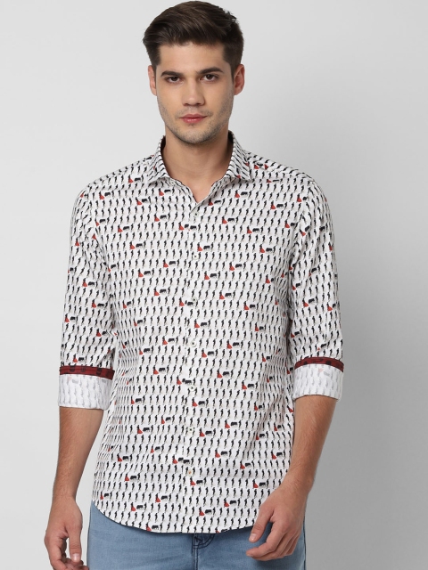 

SIMON CARTER LONDON Men White Slim Fit Printed Casual Shirt