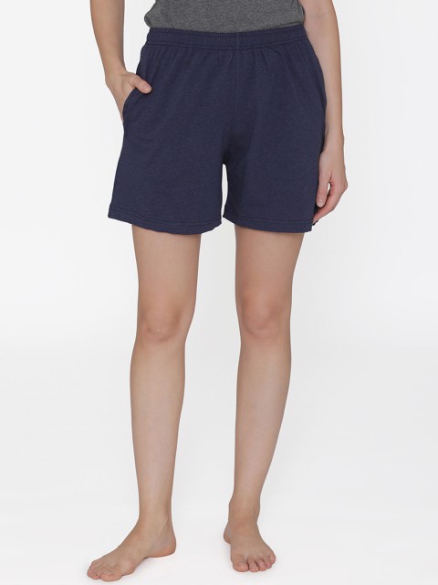 

Clovia Women Navy Blue Solid Lounge Shorts