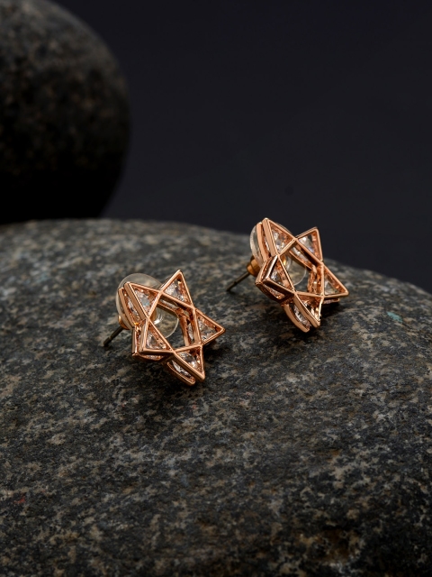 

E2O Gold-Plated Geometric Studs, Rose gold