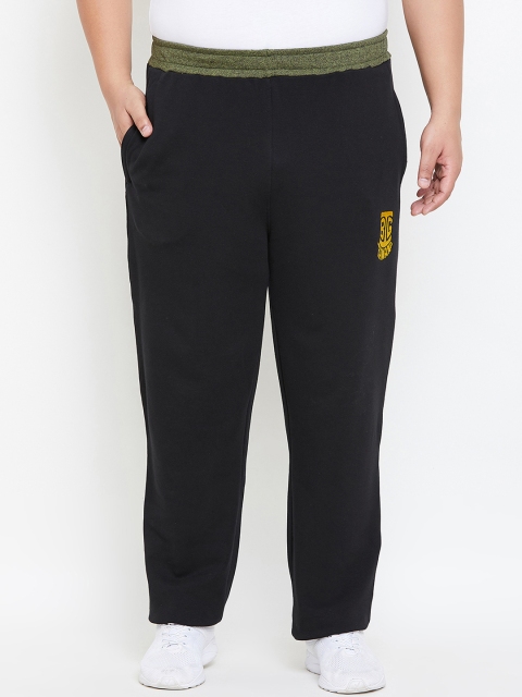 

bigbanana Plus Size Men Black Solid Track Pants